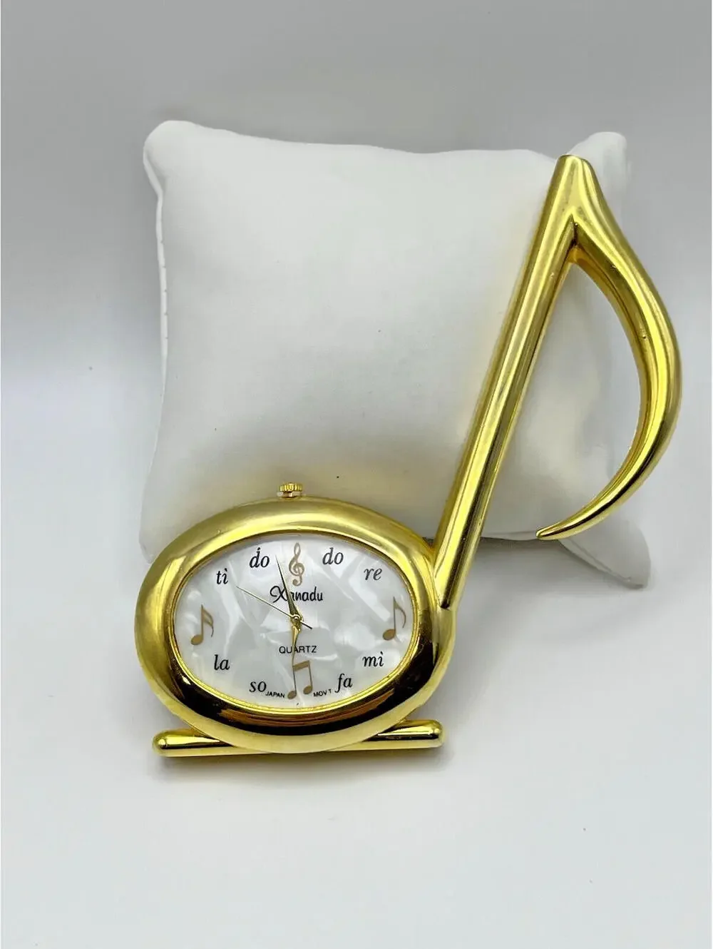 Clock Novelty mini Musical Note, Xanadu Quartz Gold Tone, working 2918.3